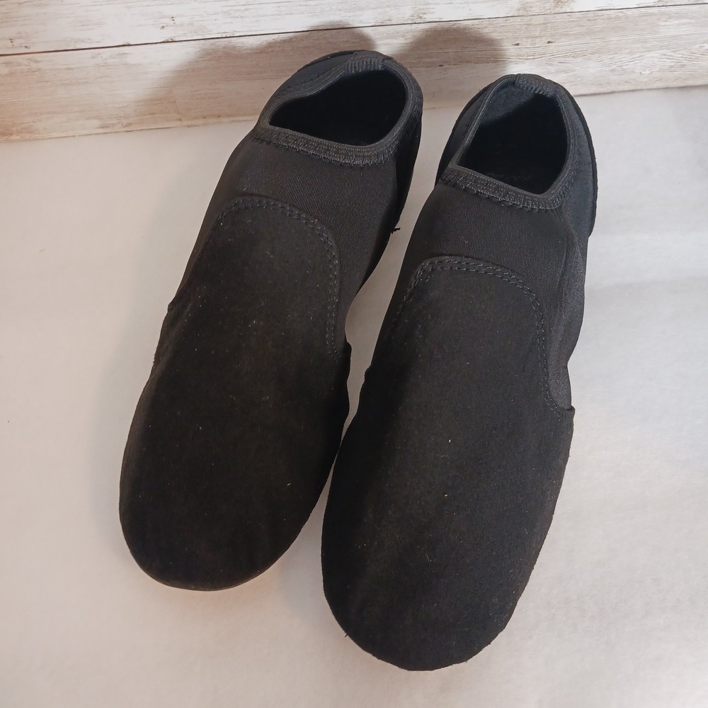 Ever Jazz Girl's Black Jazz Shoes Sz 6-8 textile upper and rubber sole